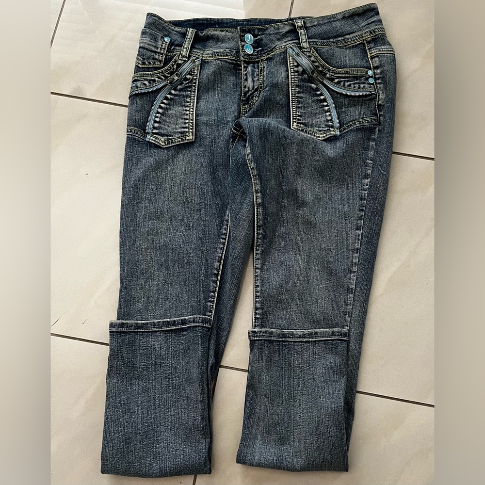 Jenny Jo Women’s Vintage Faded Denim Straight Leg Jeans